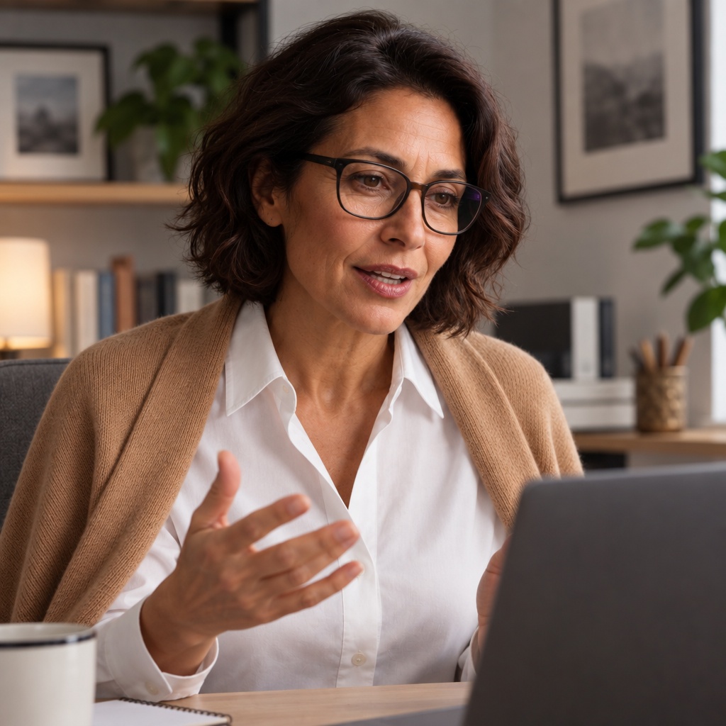 A clinician speaking with a patient over a laptop during a Healthspan consult