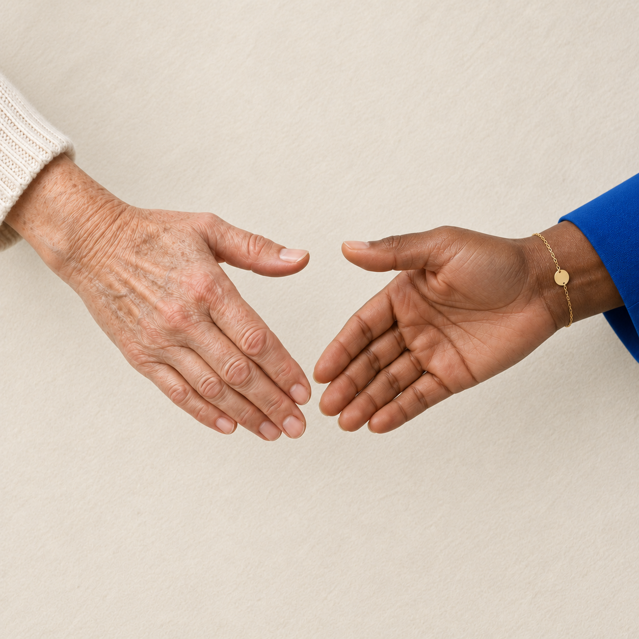 Two hands reaching toward each other, representing collaborative care between providers and Effica